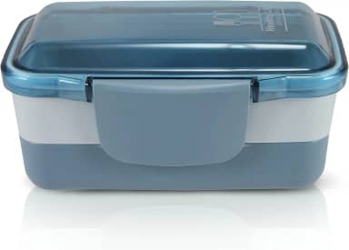 Marmita 2 Divisorias Vasilha Esquenta Fitness Congelar Pote Cor:Azul
