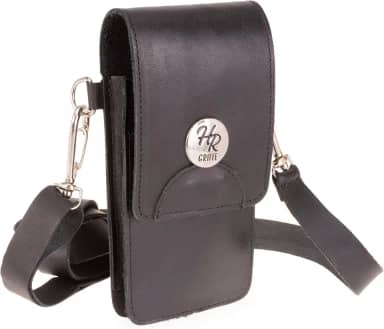 Bolsa pequena Lateral Carteira Feminina Porta Celular Cartão 100% couro Legítimo C/fecho de imã (preto)