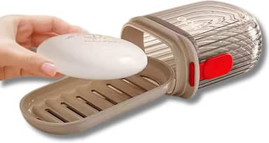 Saboneteira Para Viagem Com Estojo Dupla Drenagem Encaixe Firme Compacta À Prova De Vazamento de Água (Cinza)