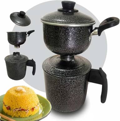 Cuscuzeira Individual Alumínio Polido ou Craqueado 1 ou 2 Medidas – Cuscuzeiro Tradicional para Cuscuz Nordestino (Craqueado, 1 Porção)