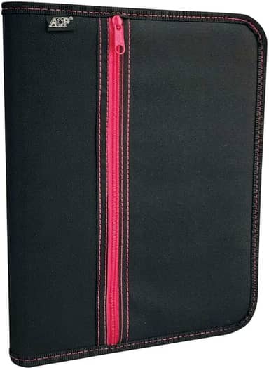 Fichário com Zíper, Nylon, Preto com Bolso na Capa, 270 X 345 X 45 mm, ACP