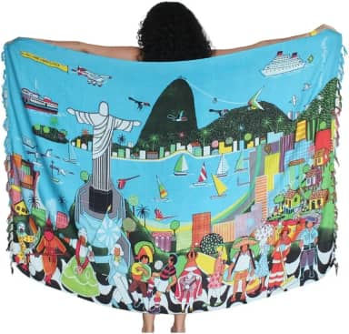 Canga de Praia Gigante Brasil Rio de Janeiro, 100% Viscose, Estampa de Bali