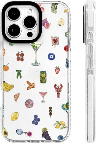 Capa para iPhone 14 Plus e iPhone 15 Plus [proteção contra quedas de grau militar/proteção de TPU macio divertido/proteção de câmera/para mulheres e meninas] - colagem gastronômica