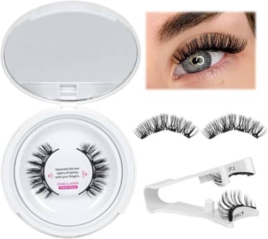 Cílios magnéticos com aplicador, kit de cílios magnéticos reutilizáveis e de longa duração, 4 peças de ímãs por peça, sem necessidade de cola, cílios postiços à prova d'água, sem crueldade, fácil de