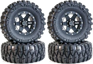 2,6 Pneus All Terrain pneu de borracha macia para carro e aro para corrida off-road, pneu de borracha OD 135 mm e aros de metal com hexagonais de 17 mm/12 mm para MJX H8H MK07 KM4 Traxxas TRX-4 TRX-6