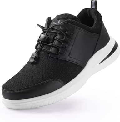 Tênis masculino extra largo para caminhar o dia todo, tênis ortopédico com suporte de arco, bico largo para alívio da dor na fascite plantar