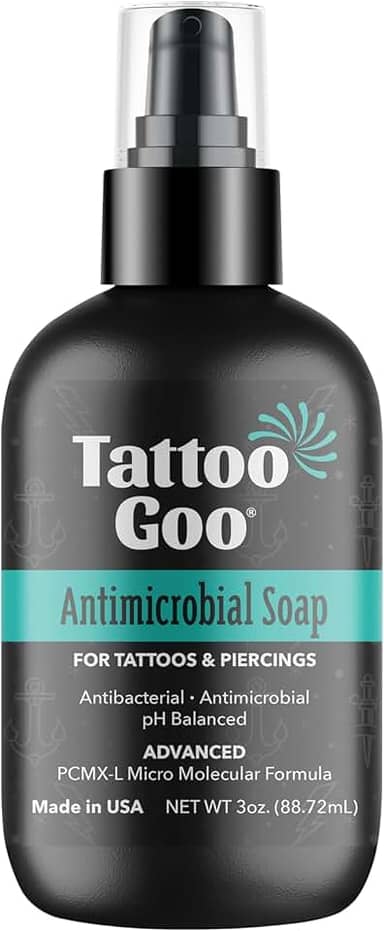 Tattoo Goo Sabonete De Limpeza Profunda, Cuidados Posteriores Desinfetantes Para Tatuagens E Piercings - Azeite Hidratante, Sem Álcool E Sem Fragrâncias - 3 Onças
