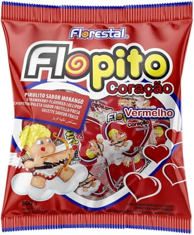 Pirulito Coração Vermelho Flopito 500gr - Florestal