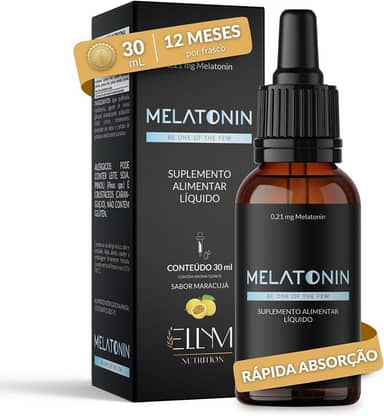 Melatonina em Gotas Sublingual 30ml Maracujá ELLYM NUTRITION Rápida Absorção Efeito Imediato 0,21mg Melatonin por Gota