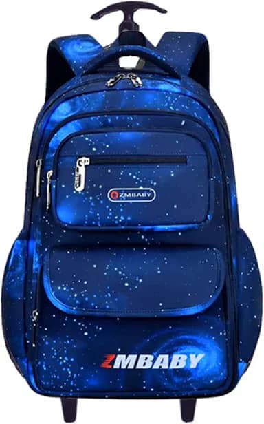 Mochila Escolar com Rodinha, Compartimento para guardar lap?s, caneta e objetos mochila de carrinho resistente ? ?gua (azul)