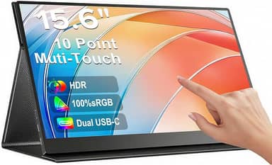 ANTUVI Tocável Portátil Monitor 15.6''+ Case, 1080P, MINI Segunda de Notebook Extensor De Tela, Ultra-Slim e Portátil, com Alto-falante de pé, Adequado para Viagens, Casa, Trabalho/Jogos