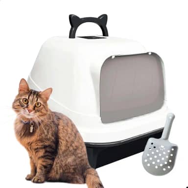 Banheiro Fechado Caixa de Areia para Gato Prático Higienico MecPet (Preto)