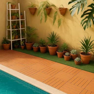 KIT 20 DECK MODULAR PLASTICO DE ALTA RESISTENCIA 30X30X2,0 cm - PISCINA, JARDIM, VARANDA, BANHEIRO (CEDRO)