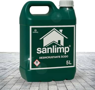 Sanlimp Limpa Piso Concentrado 5L Limpeza Profunda de Pedras, Cerâmicas e Vasos Sanitários, Removedor de Cimento e Rejunte Pós-Obra