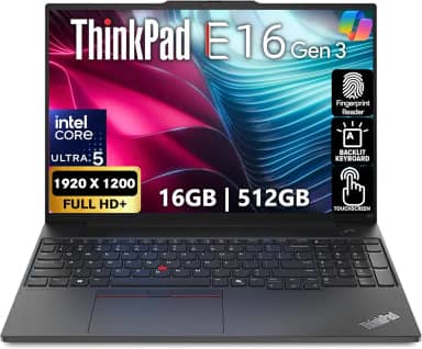 Lenovo ThinkPad E16 Gen 3, tela FHD + de 16 polegadas, Intel Ultra 5 225U, 16 GB DDR5 RAM, SSD PCIe de 512 GB, impressão digital, teclado retroiluminado, WiFi 6E + BT, RJ-45, webcam 1080p, Win 11 Pro