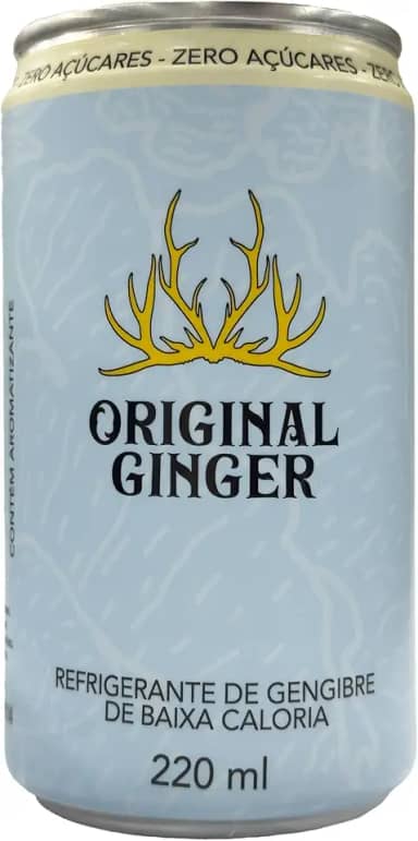Original Ginger Refrigerante Zero Açúcar, Sabor Gengibre, 220ml, Pack com 6 Latas, 7 Calorias