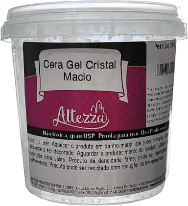 Cera Gel Macio Pote 390g (Cera Gel Macio) Altezza Vela Parafina Gel Cristal Macia Transparente = 450ml