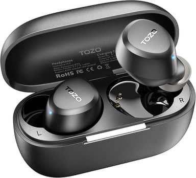 TOZO A1 Mini fones de ouvido sem fio Bluetooth 5.3 intra-auriculares com microfone embutido, à prova d'água IPX5, som premium imersivo, fone de ouvido com conexão de longa distância