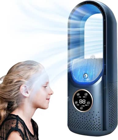 Resfriador de ar evaporativo, umidificador de 6 velocidades 3 em 1 Condicionador de ar de design portátil Ventilador sem folhas, Ventilador de ar condicionado para casa, quarto, verão, clima quente