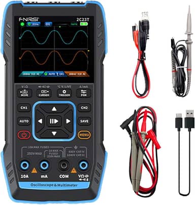 2C23T Multímetro Osciloscópio Digital Portátil + Gerador de Sinal de Função Mais recente Gerador de Sinal de Osciloscópio de Canal Duplo 3IN1 10MHZ * 2 50MS/s