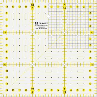 Régua para Patchwork, Escalas em mm, em Acrílico 3 mm, 15 x 15 cm PT.150X150 – Trident, Trident, PT.150X150, Cristal