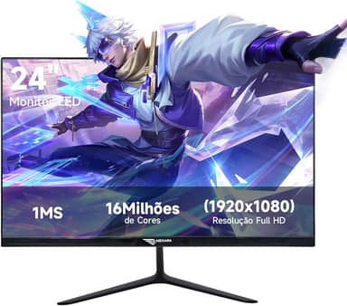 Monitor 24 Polegadas com Tela Vibrante de 16 Milhões de Cores - Monitor PC Full HD 1080p,IPS,Borda Ultra Estreita,Proteção Ocular Anti-Cansaço Visual,Ideal para Home Office, Jogos e Estudos