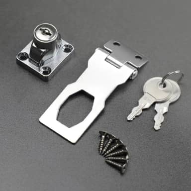 Trava de ferrolho com chave, botão giratório de 7,6 cm, trava de segurança de aço inoxidável para gaveta, armários, portas, prata