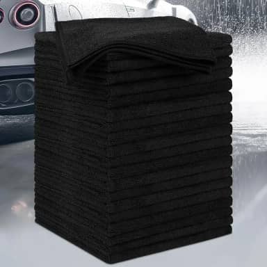 Pacote com 20 panos de limpeza de microfibra, toalha de microfibra ultra macia de 28 x 28 cm para carros, pano de lavagem de carro altamente absorvente, almofadas de limpeza sem fiapos para carro