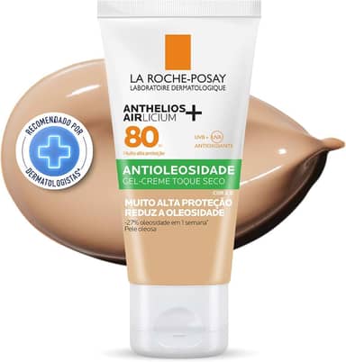 La Roche-Posay, Anthelios Airlicium, Protetor Solar Facial Antioleosidade com Cor, Controle de Oleosidade, Efeito Matte, Toque limpo, Ação anti-transferência da cor, Cobertura