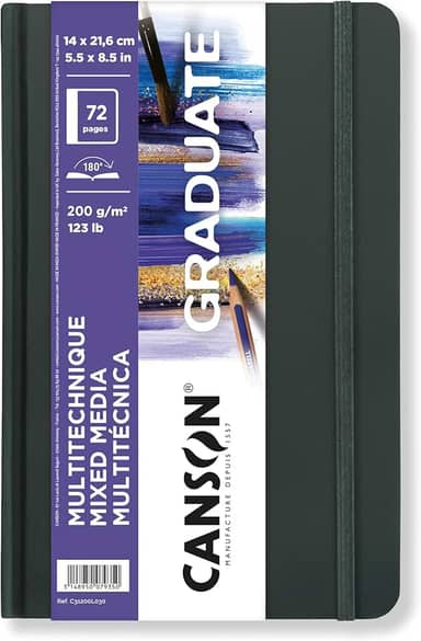 CANSON Graduate Sketchbook Caderno Multitécnicas A5 200g/m² 14x21,6cm com 36 folhas