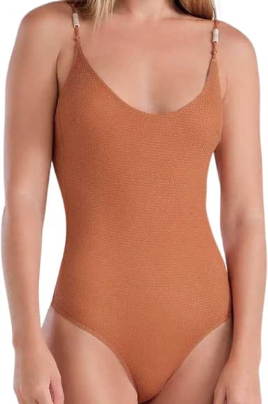 Maiô De Praia Bojo Removível Textura Hive Aloe Vera Uv She