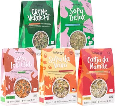 Sopa Saudável HolySoup - Kit As 5 Mais Pedidas. 100% natural, sem glúten, sem glutamato, rótulo limpo.