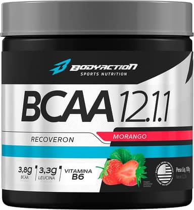 Bcaa 12.1.1 Recoveron (100g) Sabor Morango Bodyaction