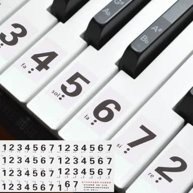 Generic Adesivos de teclado de piano para 54 teclas, adesivo de chave de números, guia de notas de piano removível para iniciantes que aprendem, branco