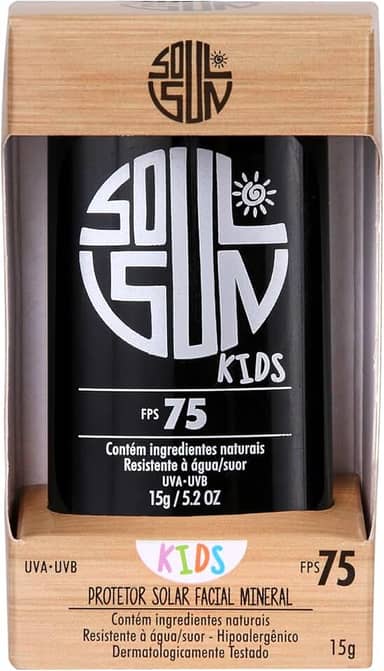 Protetor Solar Soul Sun Premium Mineral Stick FPS 75 Kids