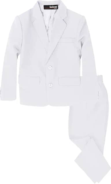 Gino Giovanni Conjunto de 2 peças de terno formal para meninos, Branco, 16