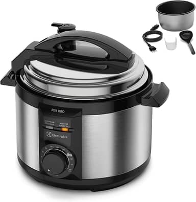 Panela pressão elétrica electrolux 3 Litros inox compacta feijão segura 9 travas segurança silenciosa PCE15 Rita Lobo 127v