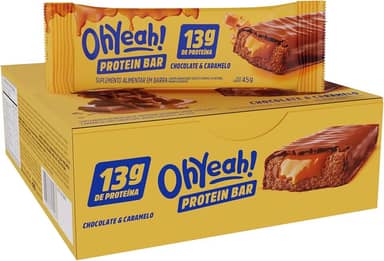 3VS Nutrition Barra de Proteína 45g Oh Yeah - Snack Proteíco - Pré e Pós-Treino - Display com 12 Unidades (Chocolate & Caramelo)