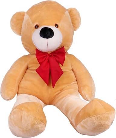 Urso Gigante Pelúcia Grande Teddy 1,10 Metros - Doce de Leite com Laço Vermelho