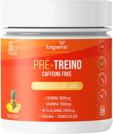 Pré Treino Bigens, Sem Cafeína, Adoçantes e Corantes Naturais, 300g (Unidade, Frutas Amarelas)