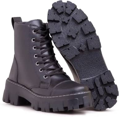 Bota Coturno Feminino Solado Tratorado Casual Confort Plataforma Macia