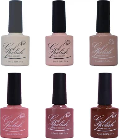 Kit de Esmaltes em Gel Chic & Fun com 6 Unidades para Unhas UV/LED (6026, Kit 6un)