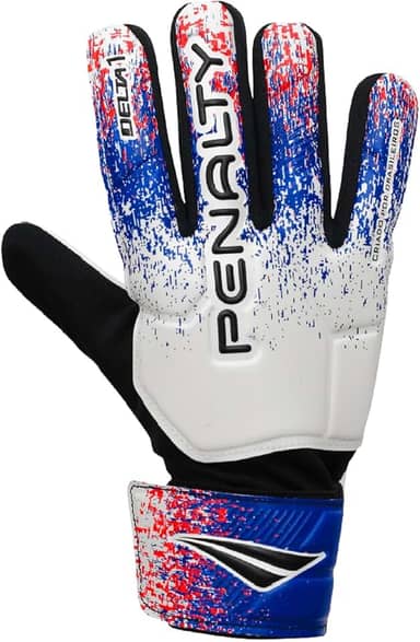Luva de Goleiro Penalty Adulto Delta 1 Para Todos os Pisos Cor:Branco+Azul;Tamanho:8;Gênero:Unissex
