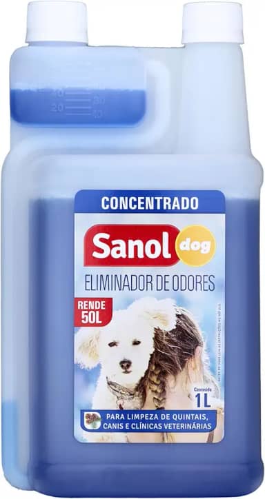 Sanol Dog Eliminador De Odores Para Cães E Gatos Concentrado 1 Litro Azul