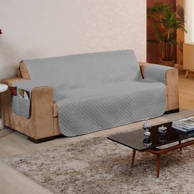 Protetor de Sofá 3 Lugares - Prático, Macio e Lavável, Ideal para Casas com Pets e Crianças – Ótimo Custo-Benefício – FV Enxovais (Cinza, 3 Lugares)