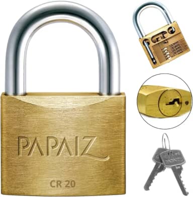 Cadeado Pequeno 20mm Haste Curta Latão Maciço Dourado Com Chave| Papaiz