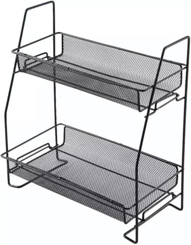 Organizador Banheiro Cozinha Vasos Metal 2 níveis 32X33x17 Cor:Branco