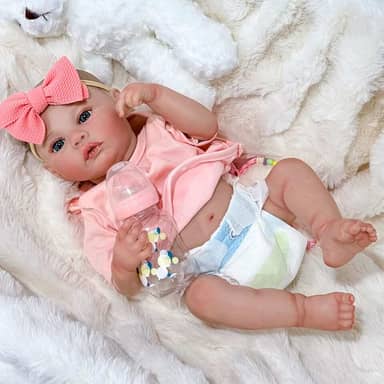 Boneca Bebe Reborn Corpo de Silicone Menina Realista Pintado Original Pode dar banho (Menina Rosa)