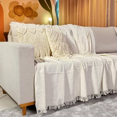 Manta de Algodão para Sofá – Macia e Decorativa – Ideal para Sala e Presente (CRU)