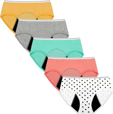 Calcinha menstrual para meninas, fluxo pesado, alta absorção, primeira menstruação, roupa íntima macia de algodão protetora à prova de vazamento